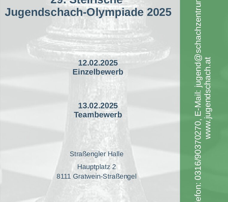 Ankündigung: 29. Steirische Jugendschach-Olympiade 2025